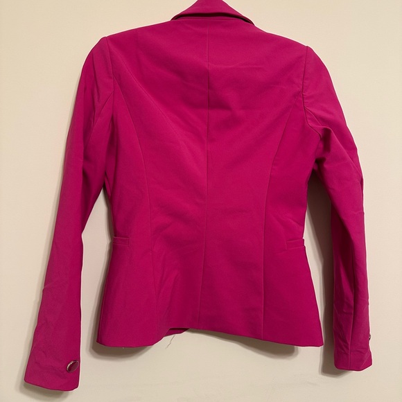 Nicole Miller Pink Fuchsia Stretch One Lined Button Blazer Jacket Sz XS - Picture 2 of 5